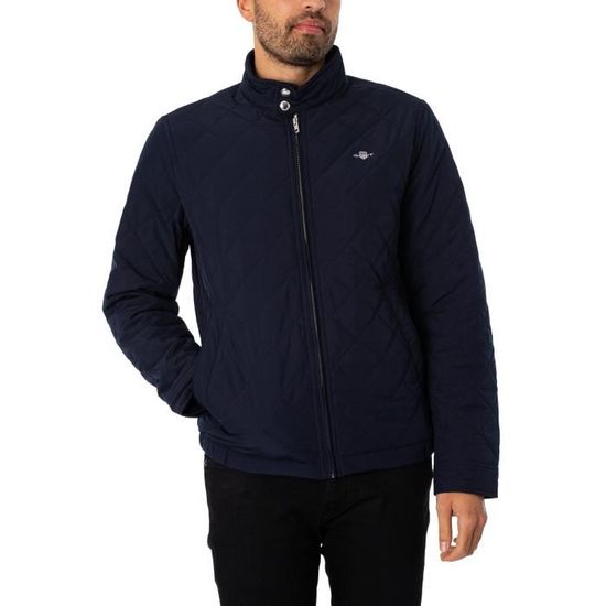 Veste Matelassee Coupe Vent GANT Homme Bleu soir Logo brode Poches boutonnees Bleu Cdiscount Pret a Porter