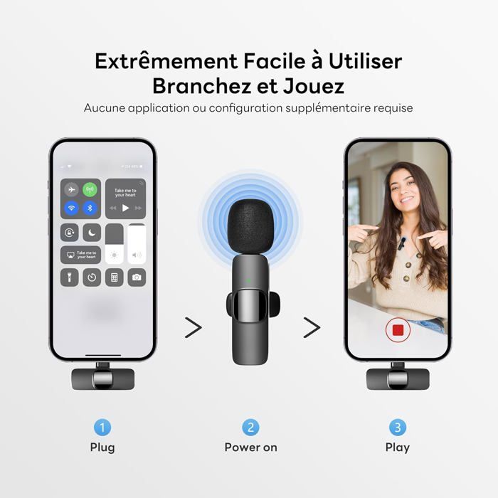 Micro Cravate Microphone Cravate Sans Fil - 02 Micros - 3 En 1 - Pour IPhone, Android, Ordinateur Portable, Caméra - Portée 120 Mètres | Cameroun Micro Dji
