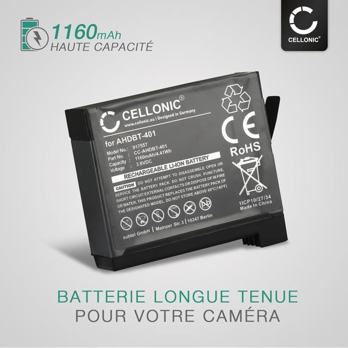 Batterie Li-Po 350mAh Pour Télécommande Wi-Fi GoPro HERO4 - Marque Vhbw