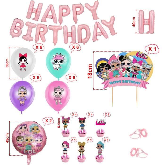 Lot de 46 décorations de fête d'anniversaire,Wizard Ballons Décorations  Fête Fournitures de Fête Thème Party Supplies Décoration cupcakes Birthday