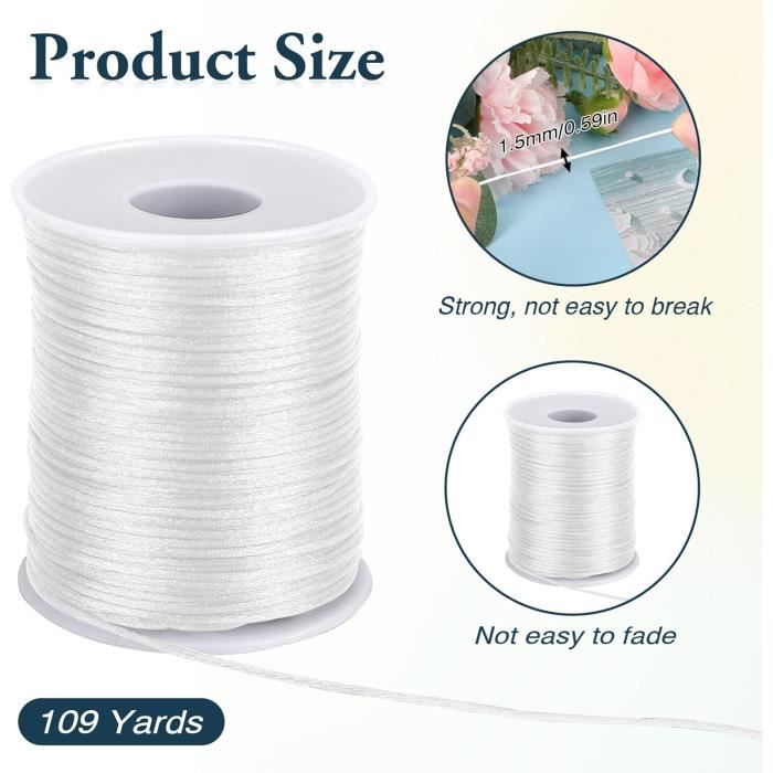 Cordon En Nylon Blanc 2mm - 40 Mètres - Pour Stores, Bricolage, Marine - Résistant Et Facile à Couper - 13
