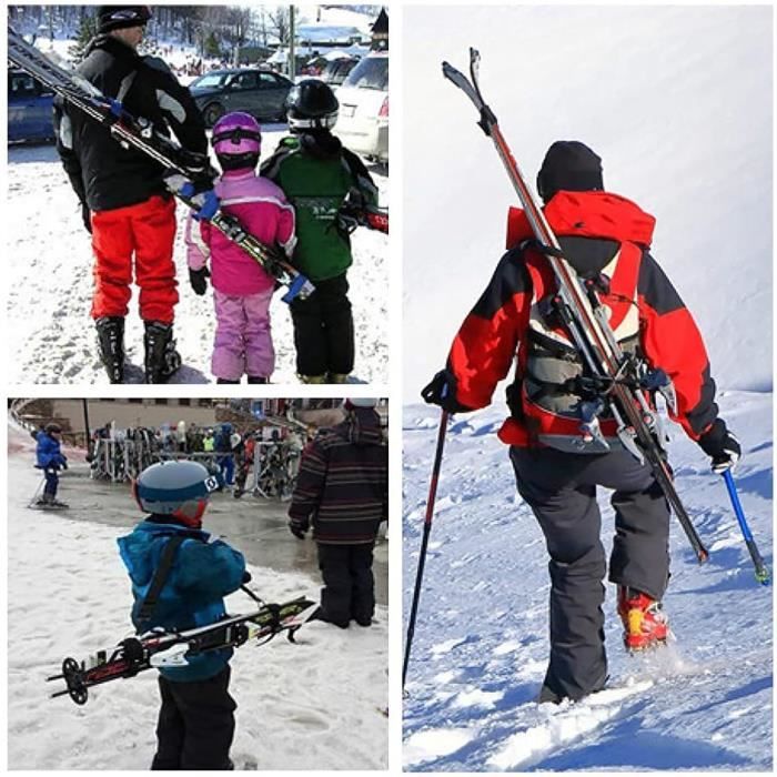 Lot De 3 Sangles De Transport Pour Skis - Réglables 65-115 Cm, Bretelles Rembourrées, Pour Skis Et Snowboard, Adultes/enfants