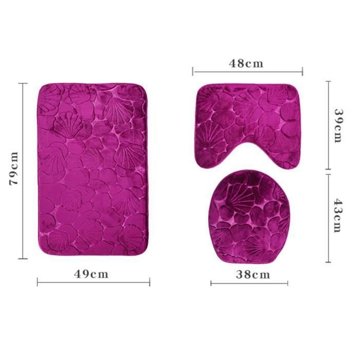 Kit Tapis De Bain Et Housse De WC Coquillage - Antidérapant - Rose Fushia - Neuf