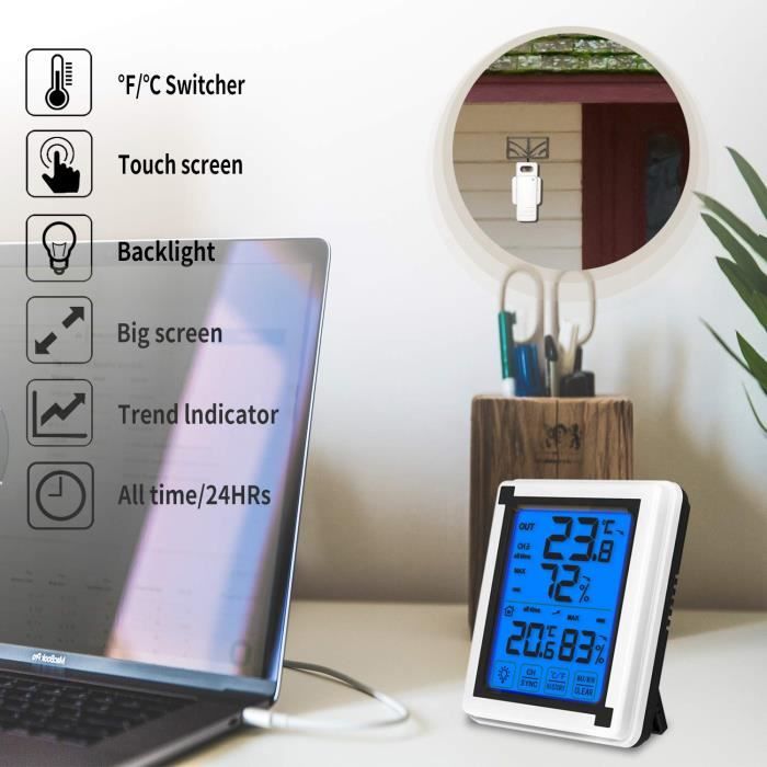 Achetez Hygromètre à Thermomètre Numérique Extérieur Sans Fil Sans Fil Avec  Affichage Tactile LCD de Chine
