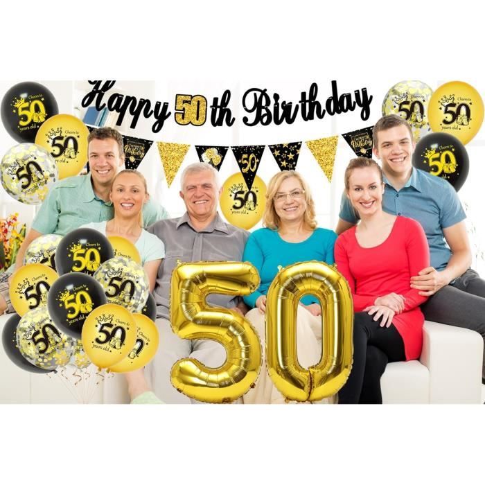 Confettis Décoration 50 Ans – Noir, Or Et Argent – Plus De 500 Pièces Avec Numéro 50 Pour Une Fête D’anniversaire Ultra Chic