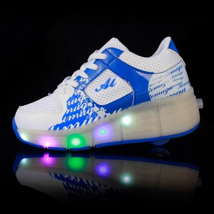 Basket Enfants Roller Sneaker avec Une Roue Bleu LED lumineux