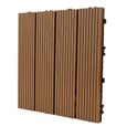 Lot de 33 dalles en bois d'acacia pour balcon - Composite bois plastique PE - 30 x 30 cm - Marron-2