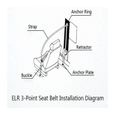 Universel 3 points réglable ceinture de sécurité du véhicule Auto Voiture Car Seat Belt +Boulons L75834-2