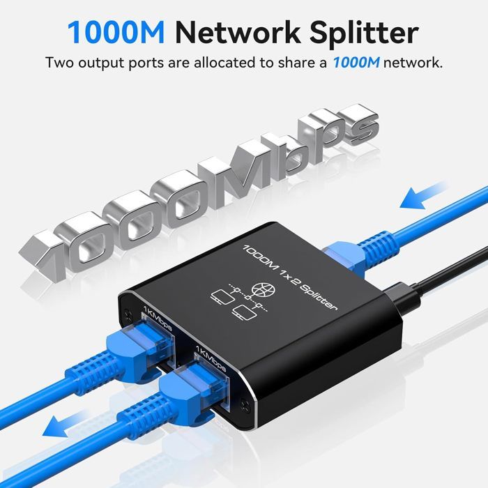 Switch RJ45 2 Ports 1000Mbps Network LAN Switch 2 Ports RJ45 1 to 2 ...