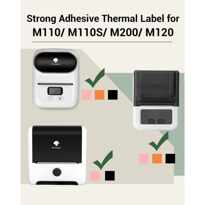 M200 M110 Étiquettes Étiquette thermique 1 rouleaux Ruban de