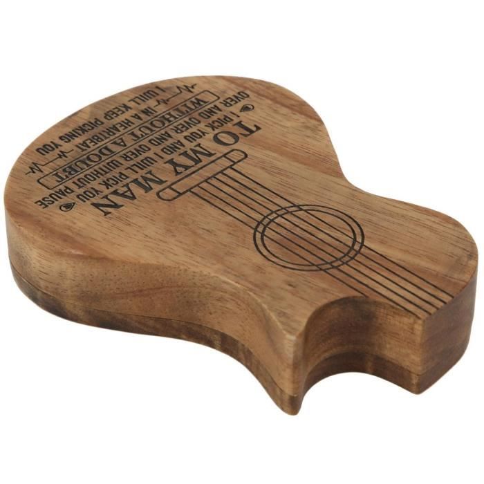 Médiators Guitare 3 pièces en bois Personnalisés avec Guitare Porte-étui