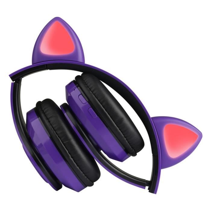 25€ sur Écouteur Forme d'oreille de chat Lumières LED Pliable  Universel-Violet - Ecouteurs - Achat & prix