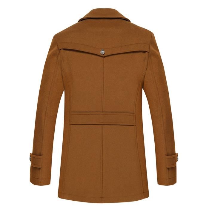 Manteau Homme Laine Hiver Chaud Trench Coat Caban elegant Blouson Parka Veste Regular Fit Casual Manteaux Noir Noir Cdiscount Pret a Porter
