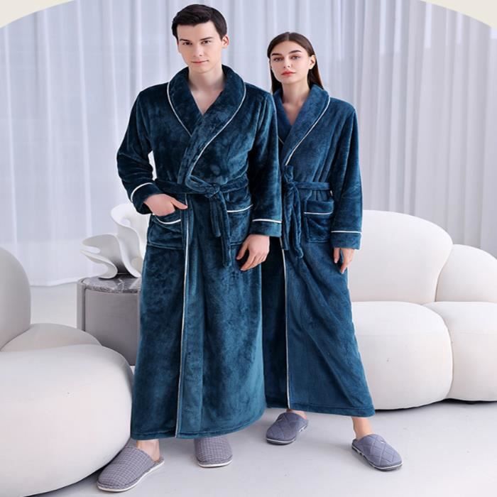 Robe de Chambre en Microfibre a Capuche Peignoir de Bain Doux Pour Femme et Homme Pyjama Unisexe Peignoir Unisexe et Chaud Bleu Cdiscount Pret a Porter