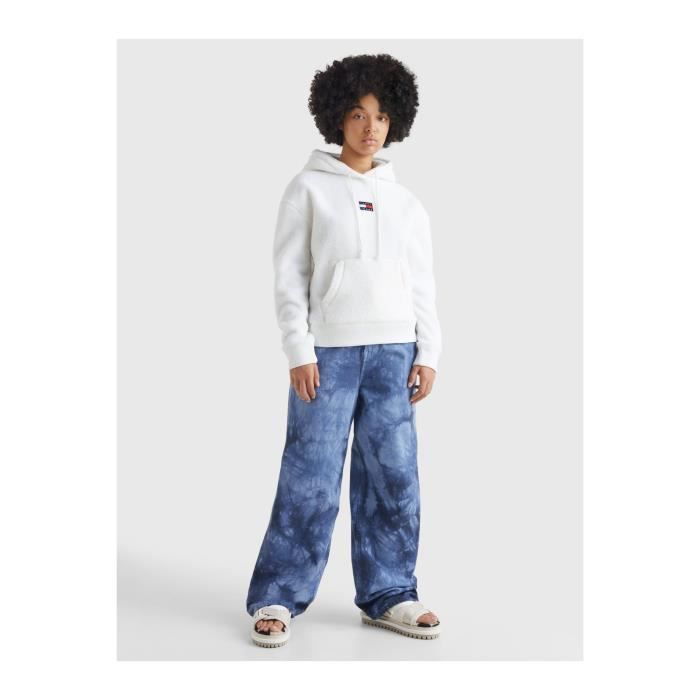 Sweat mouton capuche Tommy Jeans Femme Blanc Cdiscount