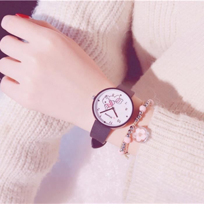 Montres pour enfants filles jeune femmes quartz Motif Licorne