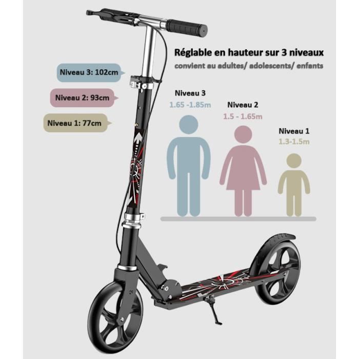 Trottinette Pliable Avec Poignées Ajustable En Roues 200mm PU En Aluminium Ise