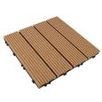 Lot de 33 dalles en bois d'acacia pour balcon - Composite bois plastique PE - 30 x 30 cm - Marron-3