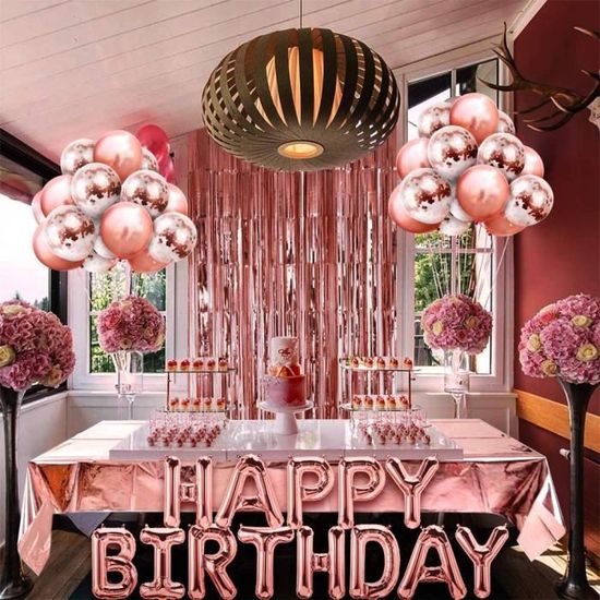 Decorations Et Accessoires De Fete Pour Enfants Izoel Anniversaire Ballon Rose Kit Guirlande Happy Birthday Nappe Rose Cdiscount Maison