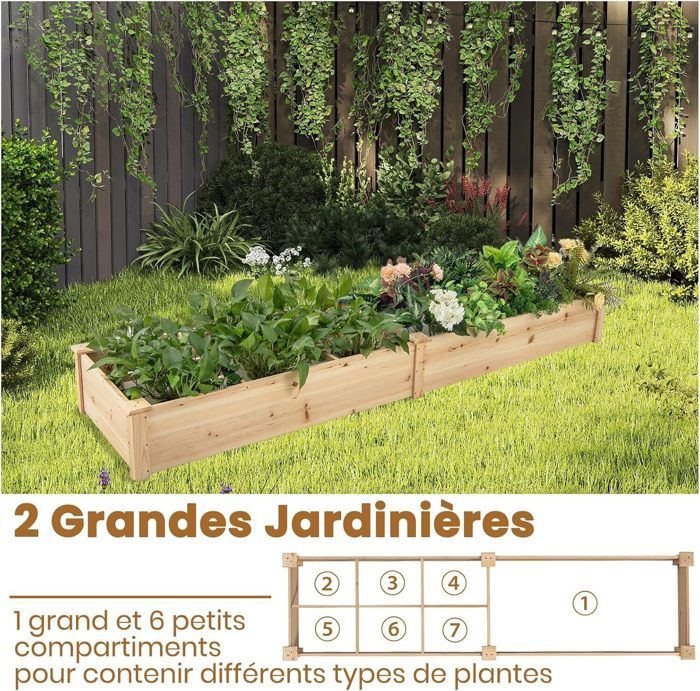 Jardinière Extérieur en Bois RELAX4LIFE 2 Bacs à Plantes 7 — free download