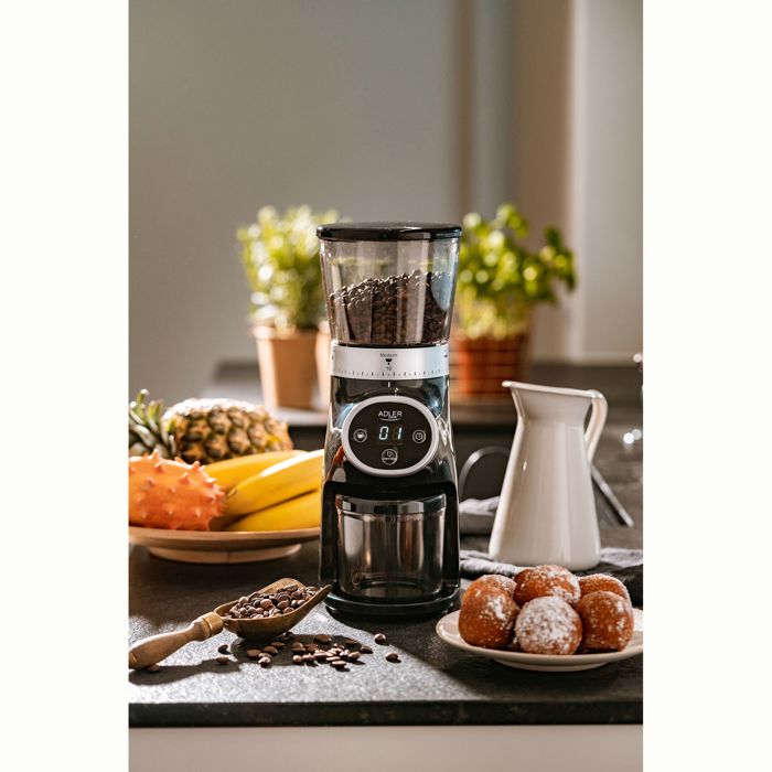 Moulin à Café Professionnel électrique Adler AD4450 - Meules Acier, 31 Réglages, 300W
