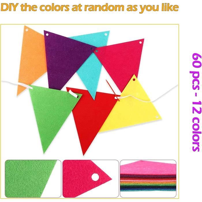 5 Guirlandes De Fanions Multicolores – 60 Drapeaux, 4,5 M, Lavables, Résistantes – Pour Fêtes Et Jardin !
