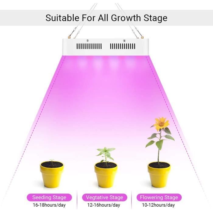 Lampe de croissance LED 1200 W pour plantes d'intérieur, lampe de  croissance LED UV à spectre complet pour légumes et fleurs avec minuterie 