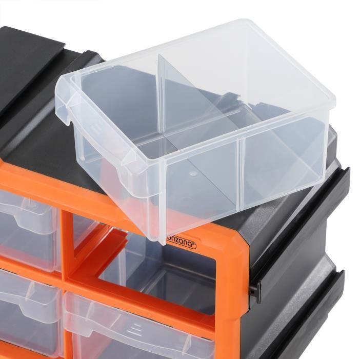 Monzana Organisateur pour outils plastique transparent 29,5x19,5 x16cm  boîtes rangement 72 compartiments tiroirs caisse vis incluses atelier  garage : : Bricolage