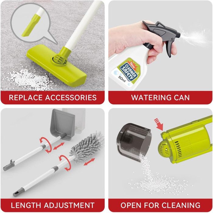 Jouet de Rôle pour Enfants Ensemble d'Aspirateur de Nettoyage Domestique Mini Outils de Ménage pour Garçons et Filles
