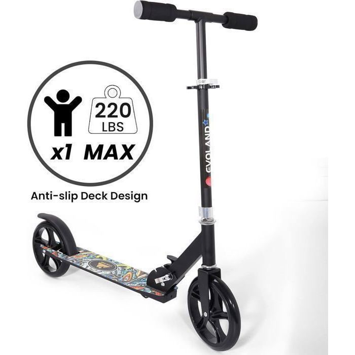 Trottinette Pliable EVO Pour Enfants Avec Roues Lumineuses - Guidon Réglable 75-80 Cm, Frein à Pied, Charge Max 50 Kg - 6