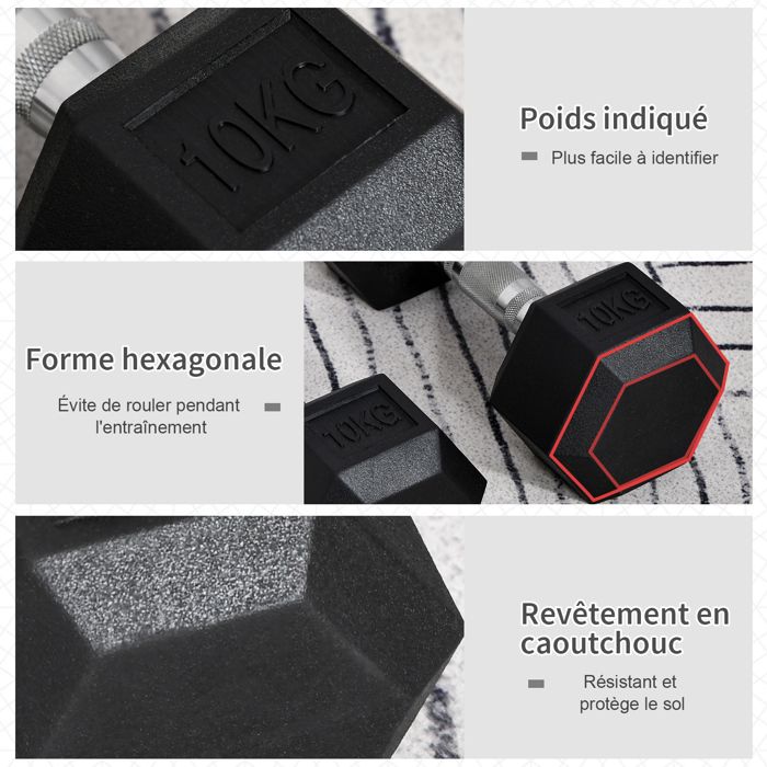 Lot De 6 Haltères Courts Réglables - Poids 0,5 Kg, 1 Kg, 1,5 Kg - Avec Valise - Pour Maison, Salle De Sport, Musculation