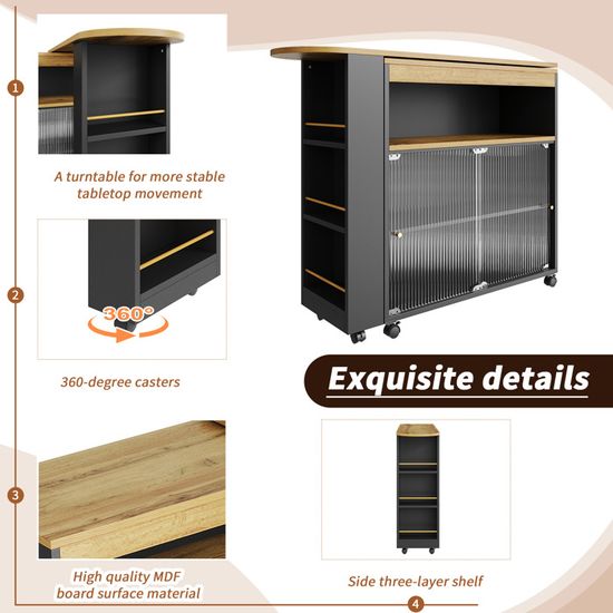 Table bar extensible - meuble bar avec led et portes arquées, table Table bar extensible - meuble bar avec led et portes arquées, table