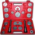 Kit de Réparation pour Repousse Piston, Set d'Outils pour Étrier de Frein, 21 pièces, avec une mallette rouge, Matériau:  Acier C45-0