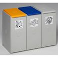 Poubelle de tri - poste 3 poubelles pour 40 l, largeur 760 mm - collecteur modulaire de tri des déchets collecteur sélectif-0