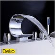 iDeko® Robinet Luxe Cascade Baignoire Mitigeur kit ensemble avec douchette-0