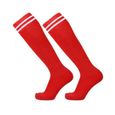 AY™ 3 paires de chaussettes de football montantes enfant en coton - rouge + blanc + noir-0