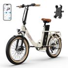 SMARTAI ONESPORT OT16 - Vélo Électrique Pliable 20" - 250W 48V/17Ah Batterie Amovible - Shimano 7 - Autonomie 120 km - APP Contrôlé, Blanc