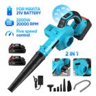 UVERBON Souffleur Batterie Sans Fil 2200W - Souffleur à feuilles sans fil 21V - 2 batteries + 1 chargeur - 5 vitesses - 20000r/min - vent-A