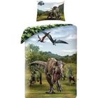BRAND Parure de lit - Jurassic World T.Rex - 100 % coton - 140 x 200 cm - Motif dinosaures