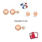 BIJOUTERIE PAPILLON BLEU Boucles d'Oreilles - Femme - Puces - Boule - 8 mm - Plaqué Or Rose 750/1000 - 5 Microns - Fabriqué en France