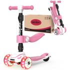 Trottinette Enfants 3 Roues Lumineux SEJOY - Siège Amovible Hauteur Réglable - Rose