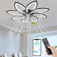 NACATIN Ventilateur de plafond à LED 6 Vitesse Fan Silencieux avec Dimmable Eclairage 3 Couleurs 9007 -Noir