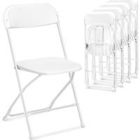 Chaises de réception pliantes – 4 chaises d'appoint en plastique et métal, Blanc