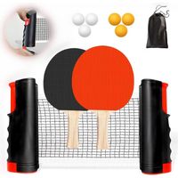 Filet ping Pong pour Table Raquette de ping Pong Set de ping Pong avec Filet ping Pong kit Table, 2 Raquettes de Ping Pong, 6 Balles
