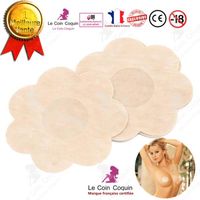 LCC® Cache téton en adhésif blanc  forme de fleur pour femme Autocollant en tissu satiné imperméable mammaire sensuel discret téton