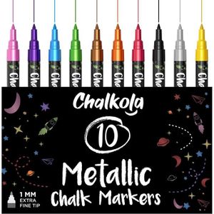 marqueurs de craie Lot de 12 couleurs comprend la couleur métallique 6 mm crayons à la craie Pointe noire Becho Craie Stylos Marqueurs D60 Peinture non toxique 