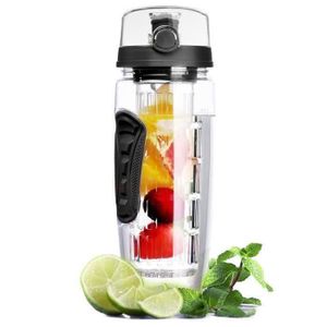 OMORC Bouteille /à Infusion 1000ml Bouteille avec Infuseur /à Fruits Tritan Transparent Bouteille deau Infusion Jus sans Toxines R/ésistant aux Impacts,Gourde Infuser Anti-Fuite