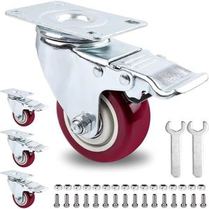 4 pi/èces 2 pouces roulettes fixes roulettes roulettes pivotantes en caoutchouc TPE chaise sourdine amovible roulettes en caoutchouc fixes