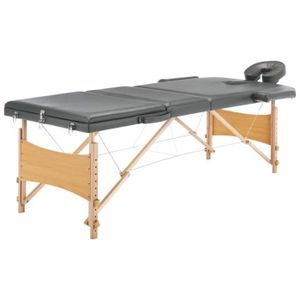 TABLE DE MASSAGE - TABLE DE SOIN BLL Table de massage avec 3 zones Cadre en bois Anthracite 186x68cm 7416654270561