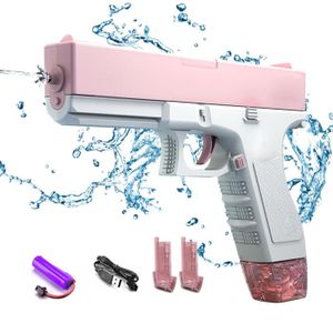 PISTOLET À EAU Pistolet à eau électrique Glock bleu, portée jusqu'à 8-10m jouet pistolet à eau pour enfants adultes rose